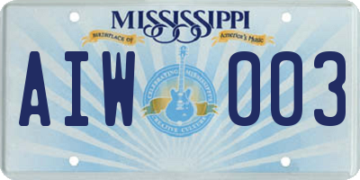 MS license plate AIW003