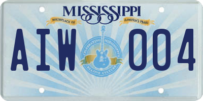 MS license plate AIW004
