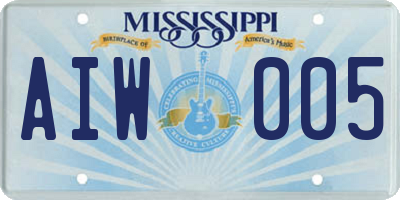 MS license plate AIW005