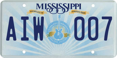 MS license plate AIW007
