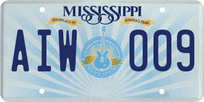 MS license plate AIW009