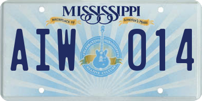 MS license plate AIW014