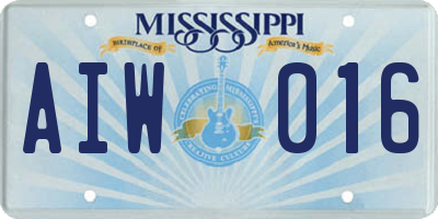 MS license plate AIW016