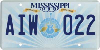 MS license plate AIW022