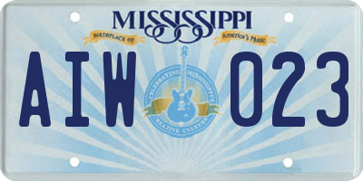 MS license plate AIW023