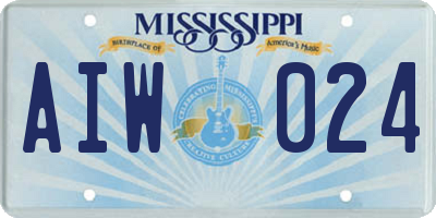 MS license plate AIW024