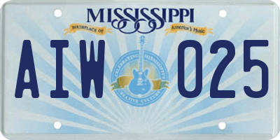 MS license plate AIW025