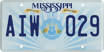 MS license plate AIW029