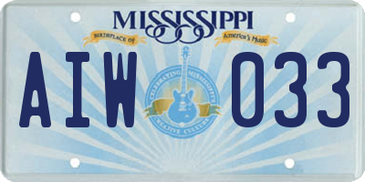 MS license plate AIW033