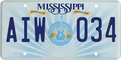 MS license plate AIW034
