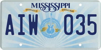 MS license plate AIW035