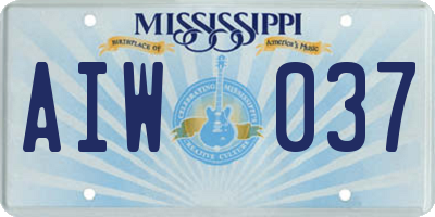 MS license plate AIW037