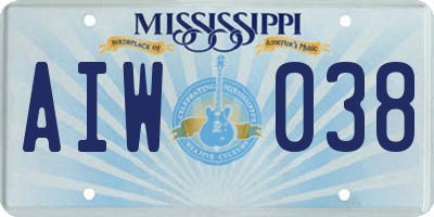 MS license plate AIW038