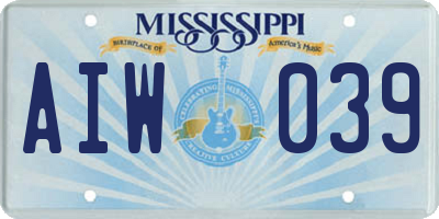 MS license plate AIW039
