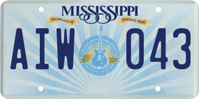 MS license plate AIW043