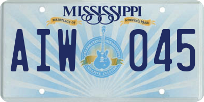 MS license plate AIW045