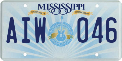 MS license plate AIW046