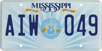 MS license plate AIW049