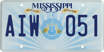 MS license plate AIW051