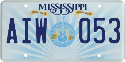 MS license plate AIW053