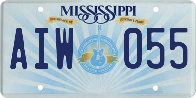 MS license plate AIW055