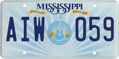 MS license plate AIW059
