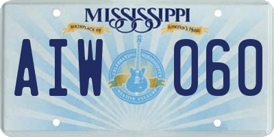 MS license plate AIW060