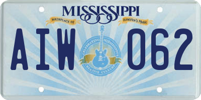 MS license plate AIW062
