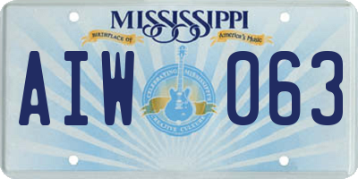MS license plate AIW063