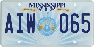 MS license plate AIW065