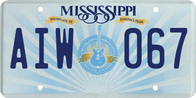 MS license plate AIW067