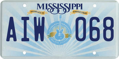 MS license plate AIW068