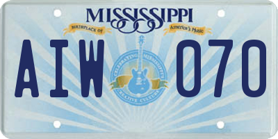 MS license plate AIW070