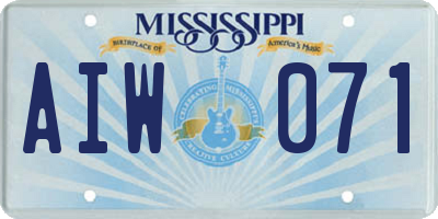 MS license plate AIW071