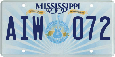 MS license plate AIW072