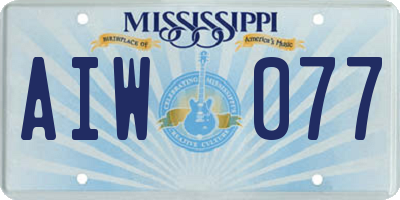 MS license plate AIW077