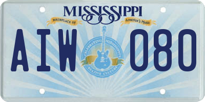 MS license plate AIW080