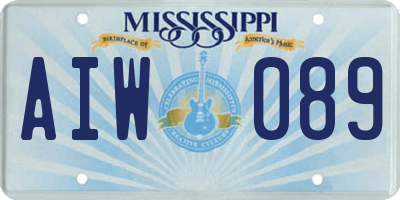 MS license plate AIW089
