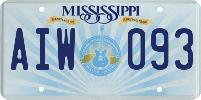 MS license plate AIW093