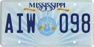 MS license plate AIW098