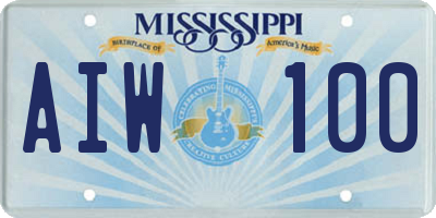 MS license plate AIW100