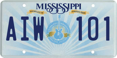 MS license plate AIW101