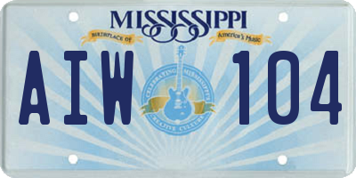 MS license plate AIW104