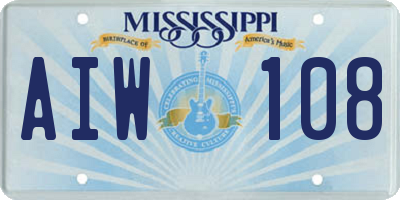 MS license plate AIW108