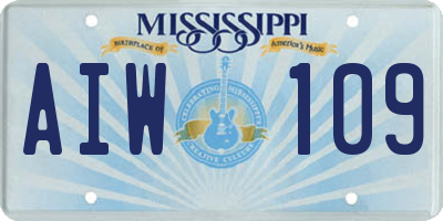MS license plate AIW109