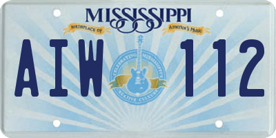 MS license plate AIW112