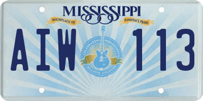 MS license plate AIW113