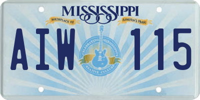 MS license plate AIW115