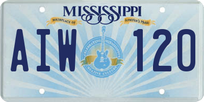 MS license plate AIW120