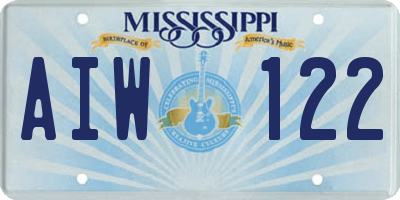MS license plate AIW122